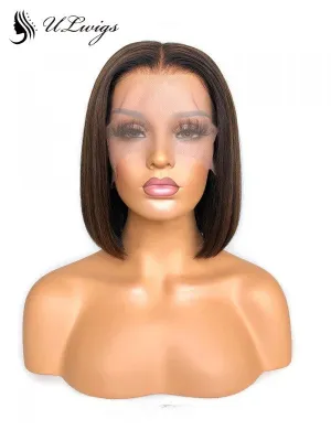 2020 New Rena Lace Front Bob Wig Brown Streaks With Bleached Knots ULWIGS128