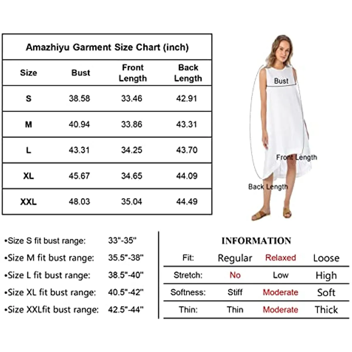 Amazhiyu Women’s 100% Linen High Low Midi Dress with Pockets