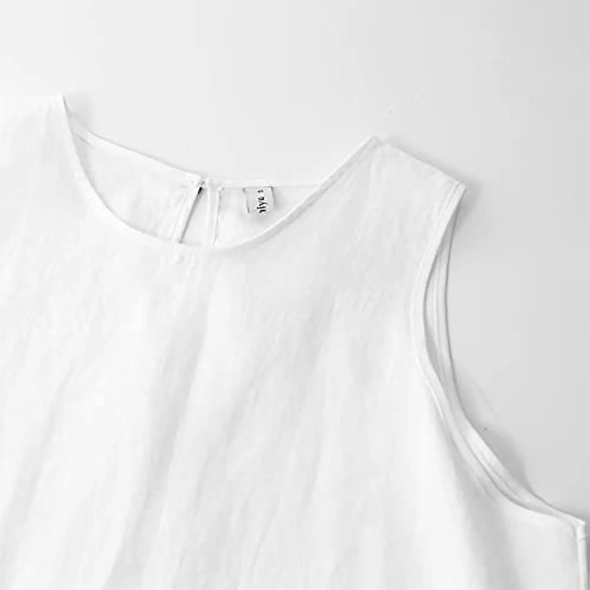 Amazhiyu Women’s 100% Linen High Low Midi Dress with Pockets