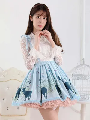 Angle Blue Lace Polyester Lolita Skirts