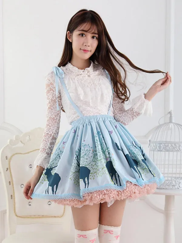 Angle Blue Lace Polyester Lolita Skirts