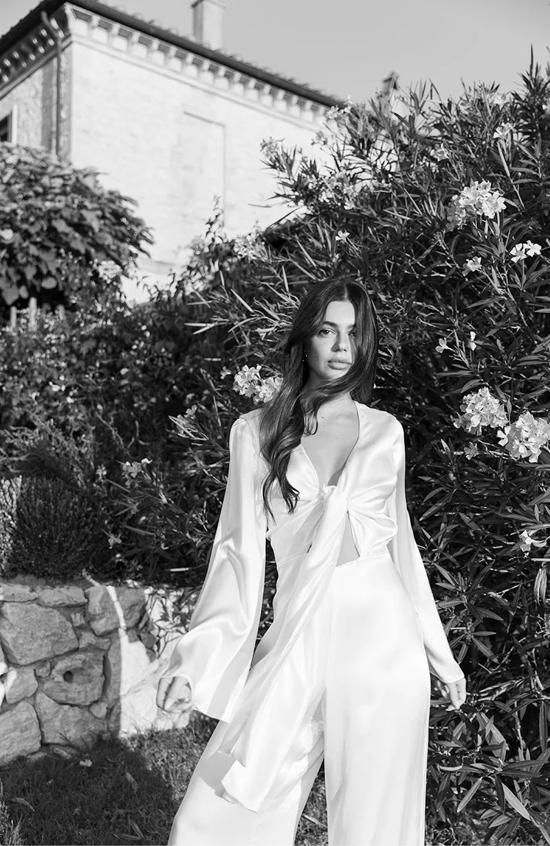 Annie Bridal Tie Front Jumpsuit