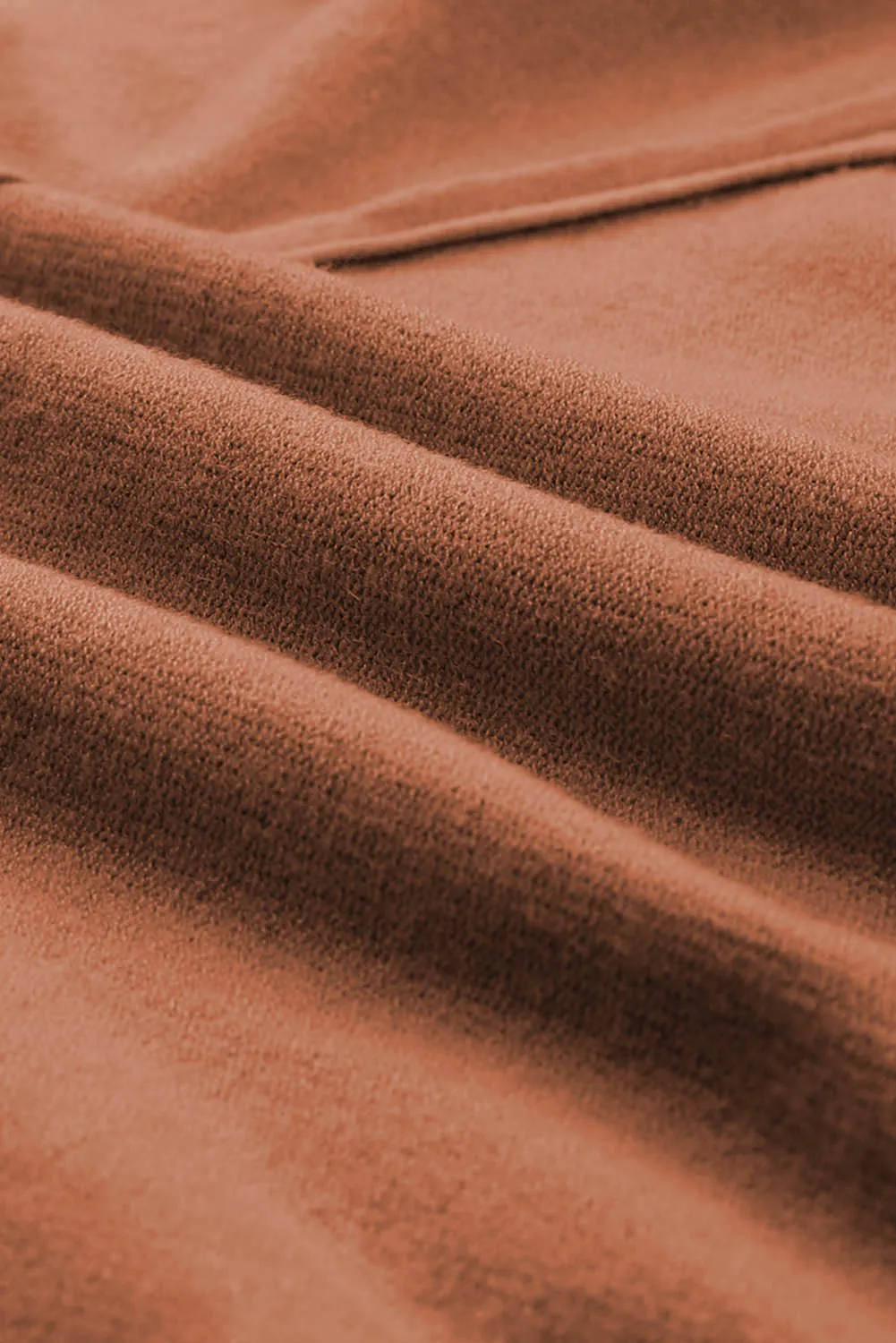 Apricot Raw Edge Patch Pocket Exposed Seam Loose Sweater
