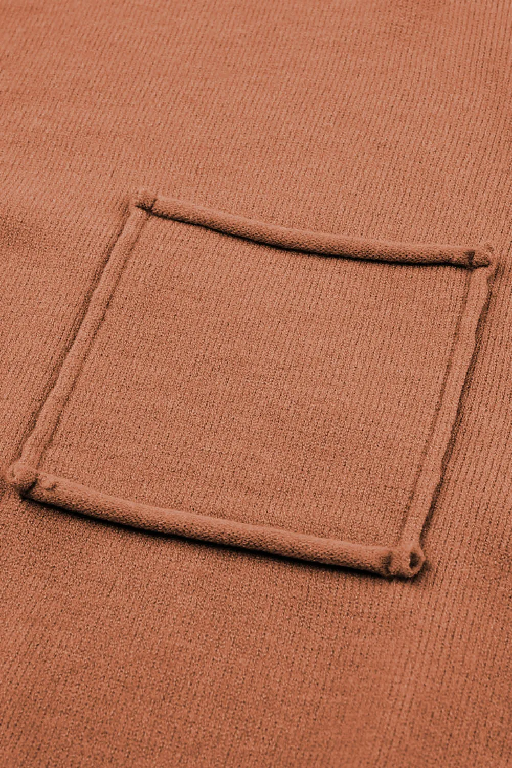 Apricot Raw Edge Patch Pocket Exposed Seam Loose Sweater