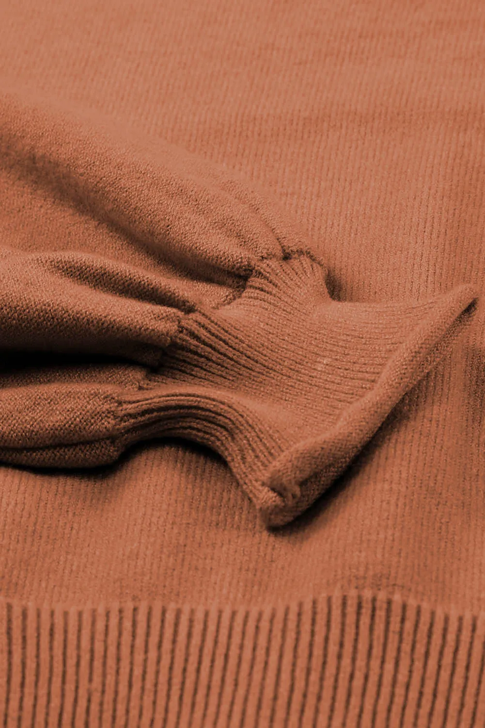 Apricot Raw Edge Patch Pocket Exposed Seam Loose Sweater
