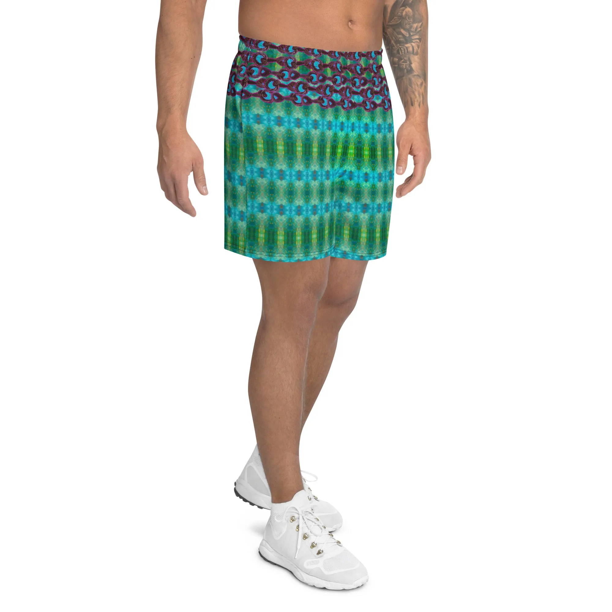 Athletic Long Shorts (Unisex)(Virilis/Muliebris)(Grail Night Rose Blue Logo) RJSTH@Fabric#11 RJSTHS2021 RJS