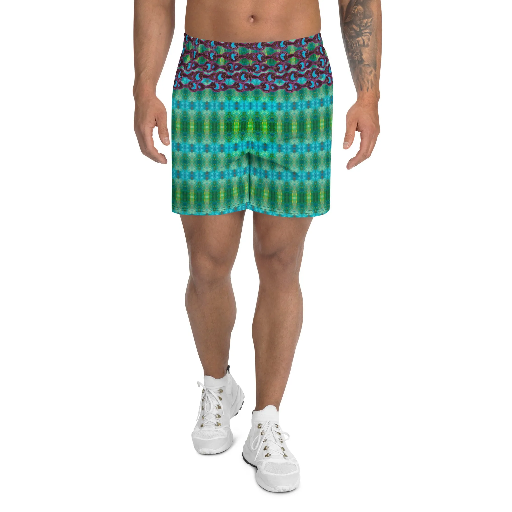 Athletic Long Shorts (Unisex)(Virilis/Muliebris)(Grail Night Rose Blue Logo) RJSTH@Fabric#11 RJSTHS2021 RJS