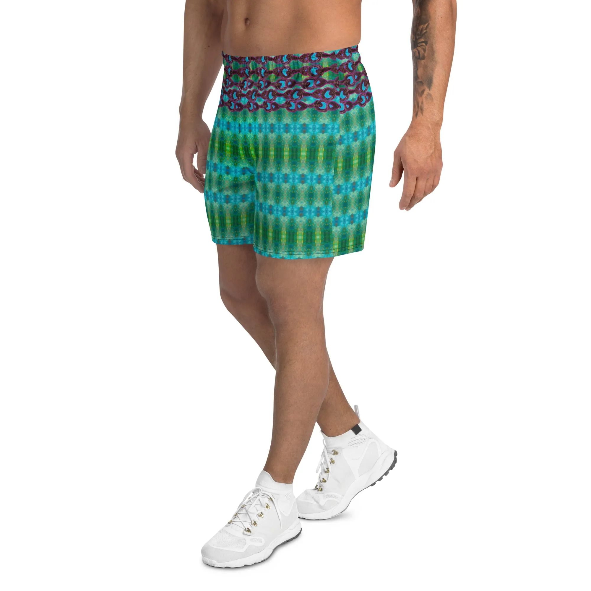 Athletic Long Shorts (Unisex)(Virilis/Muliebris)(Grail Night Rose Blue Logo) RJSTH@Fabric#11 RJSTHS2021 RJS
