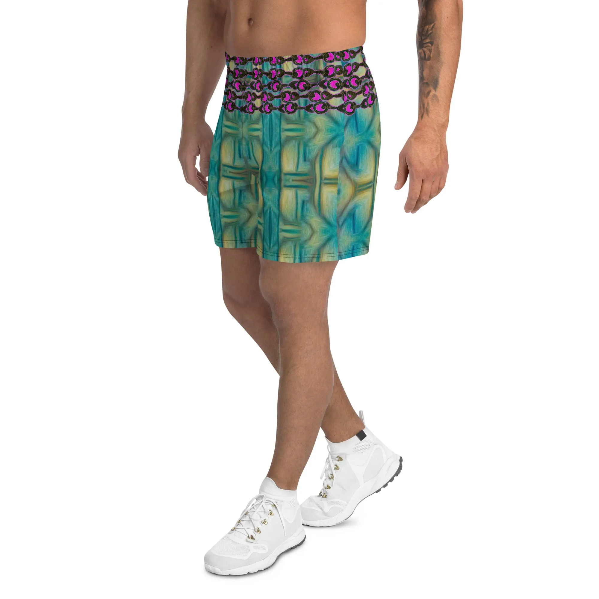 Athletic Long Shorts (Unisex)(Virilis/Muliebris)(Grail Night Rose Pink Logo) RJSTH@Fabric#9 RJSTHS2021 RJS
