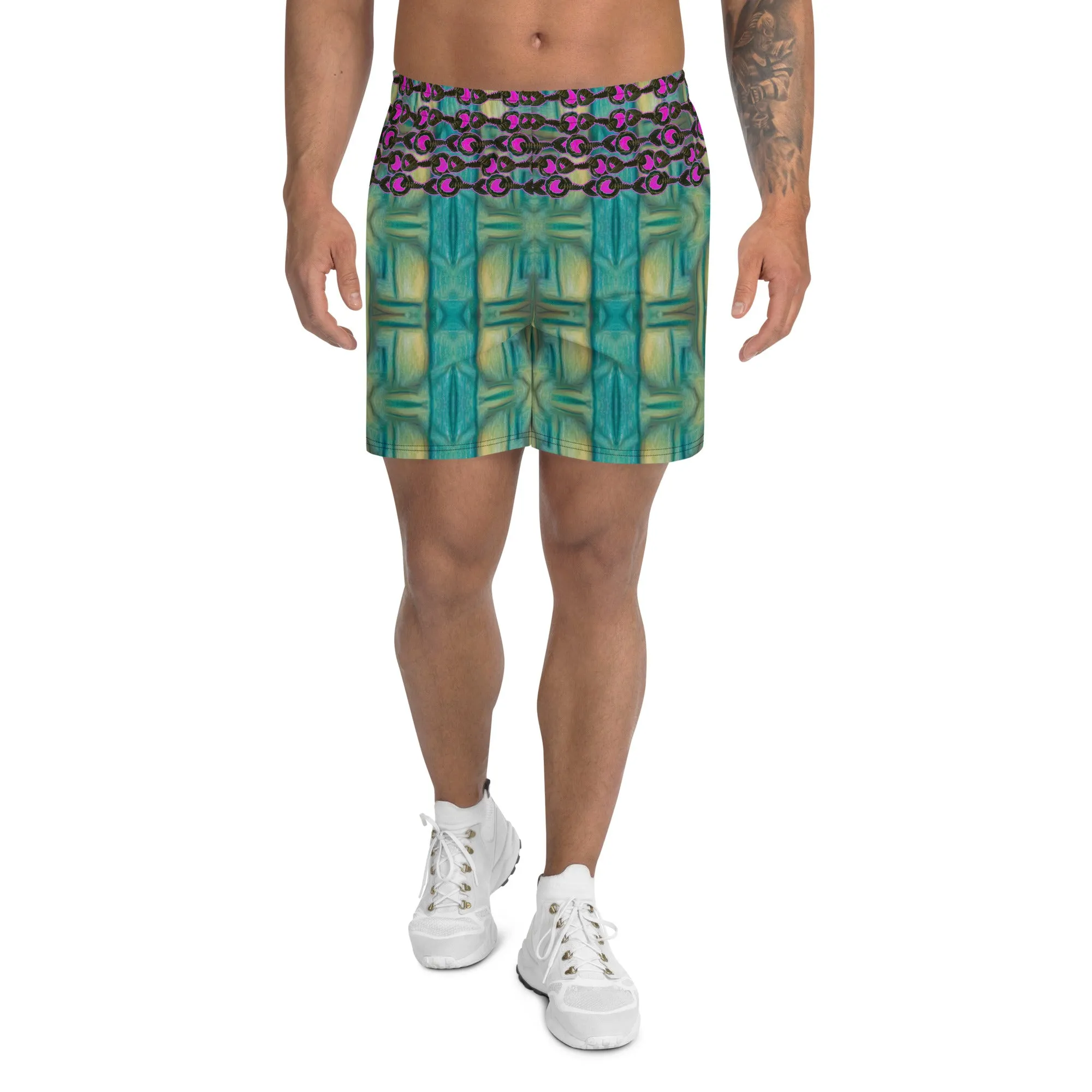 Athletic Long Shorts (Unisex)(Virilis/Muliebris)(Grail Night Rose Pink Logo) RJSTH@Fabric#9 RJSTHS2021 RJS