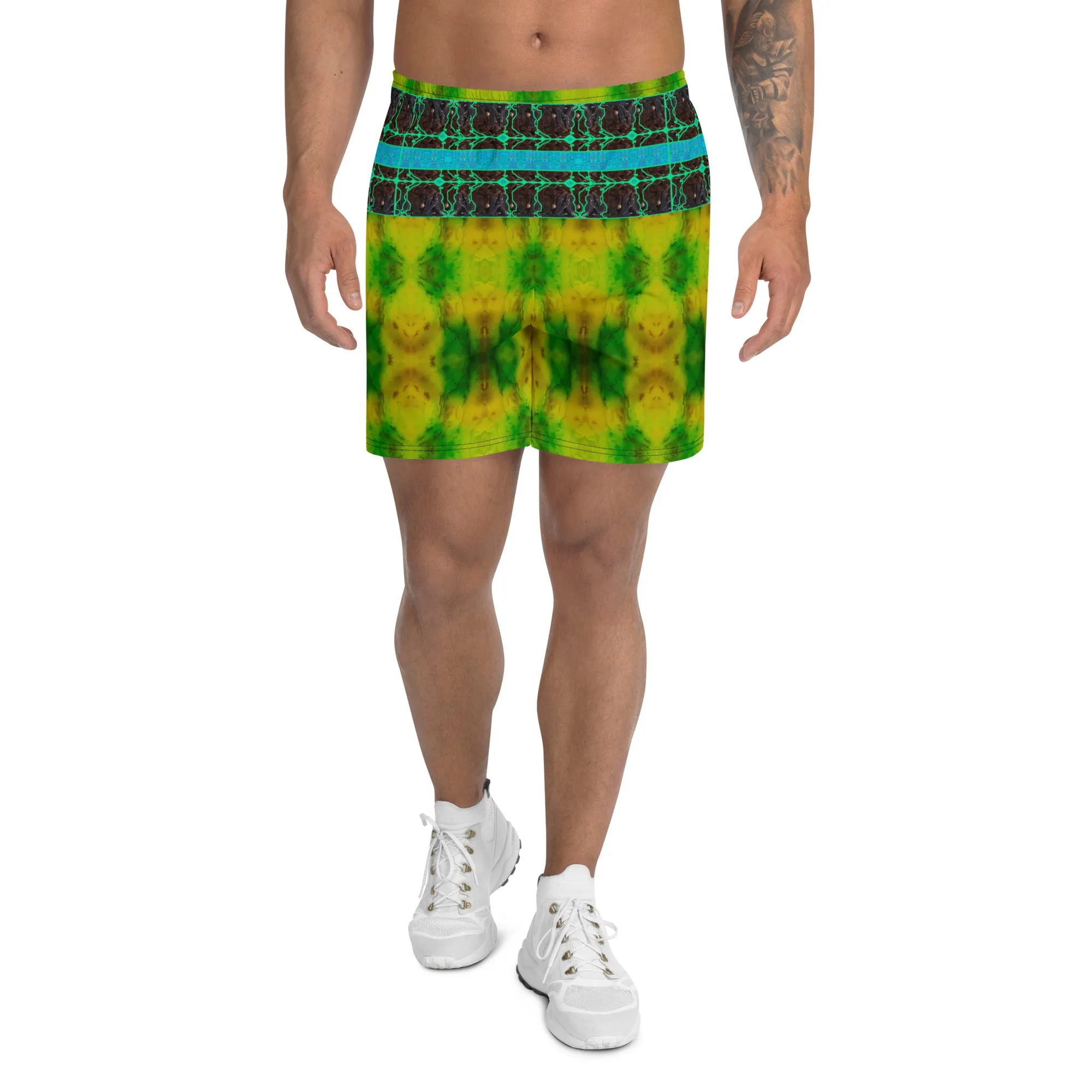 Athletic Long Shorts (Unisex)(Virilis/Muliebris)(Tree Link Stripe) RJSTH@Fabric#10 RJSTHS2021 RJS