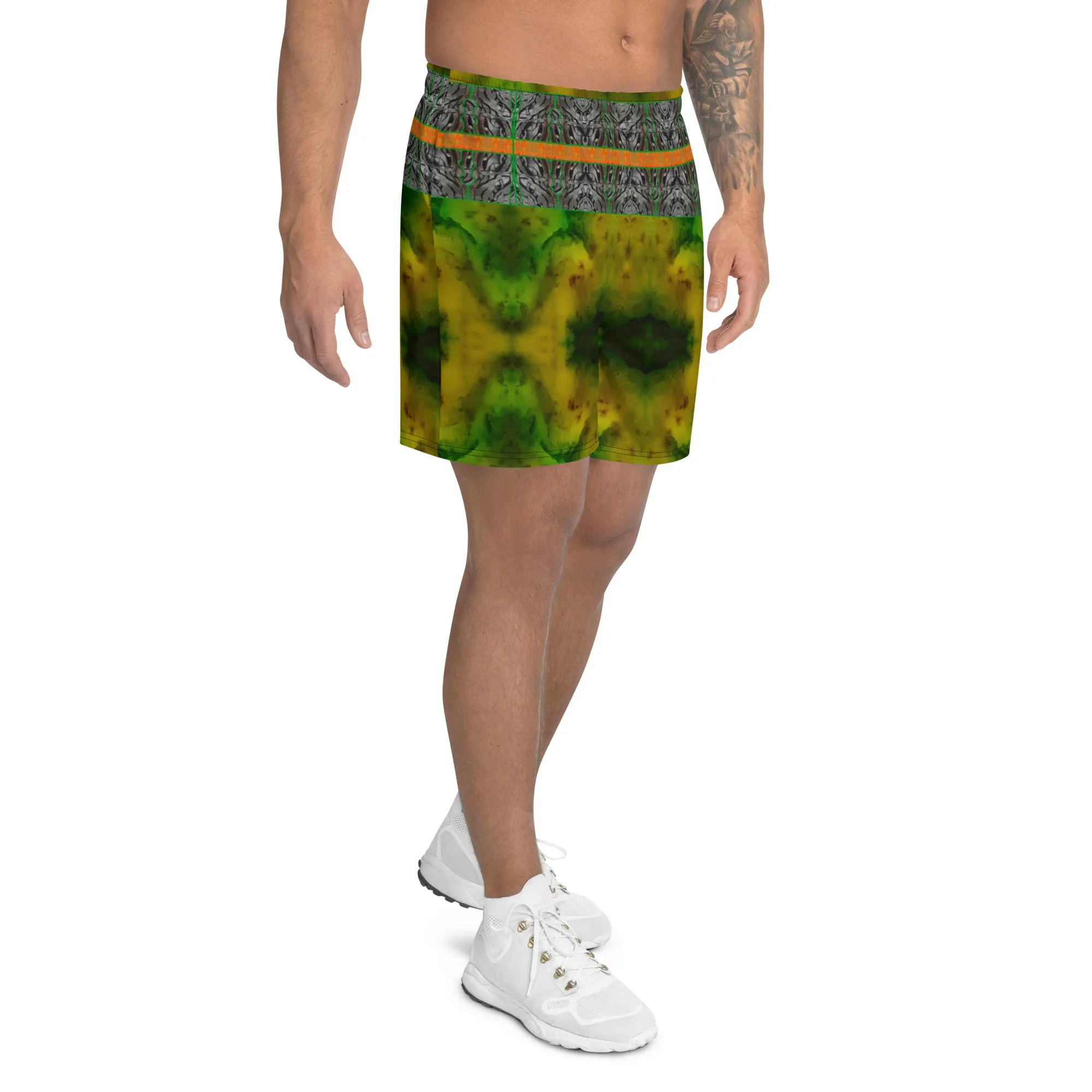 Athletic Long Shorts (Unisex)(Virilis/Muliebris)(Tree Link Stripe) RJSTH@Fabric#3 RJSTHS2021 RJS