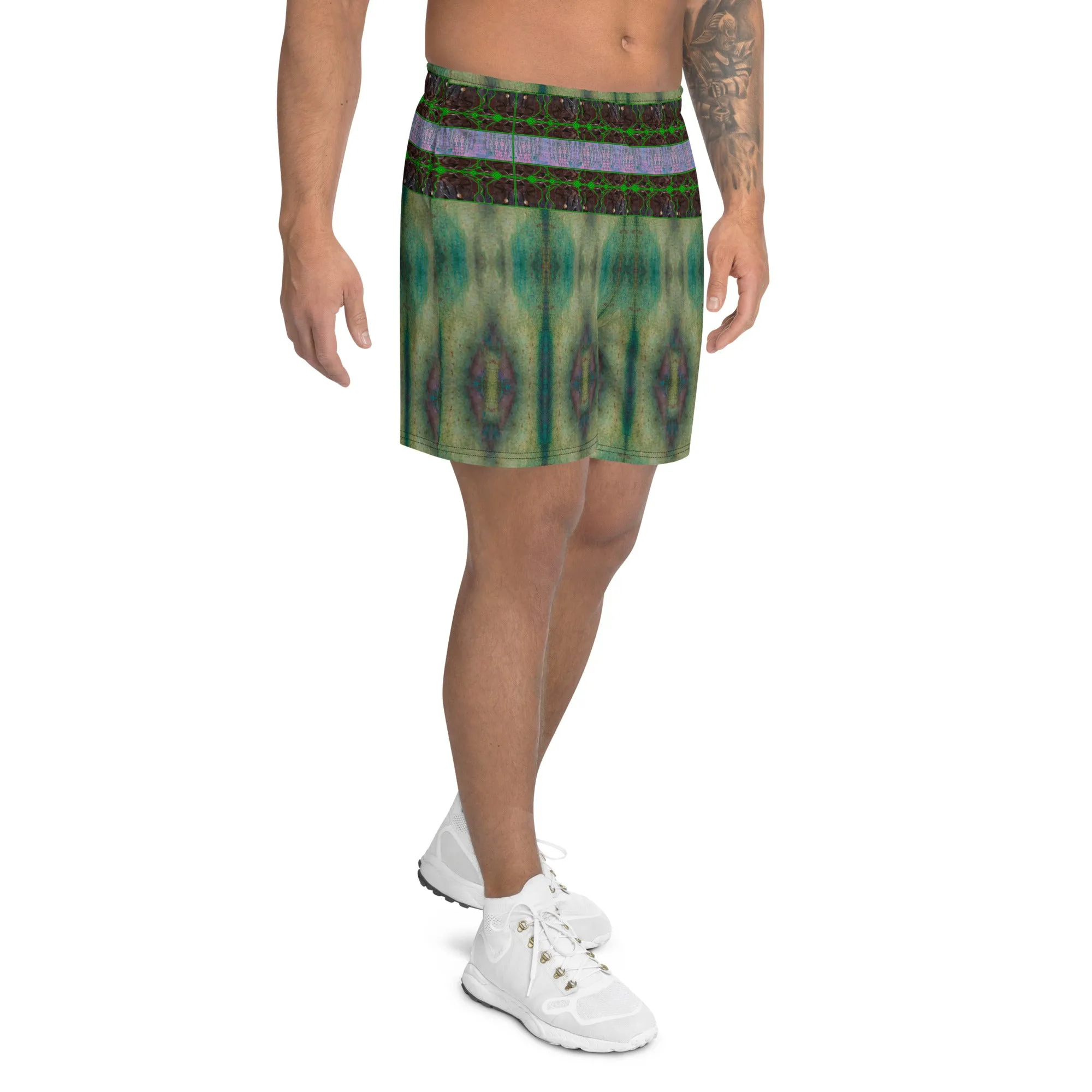 Athletic Long Shorts (Unisex)(Virilis/Muliebris)(Tree Link Stripe) RJSTH@Fabric#4 RJSTHS2021 RJS