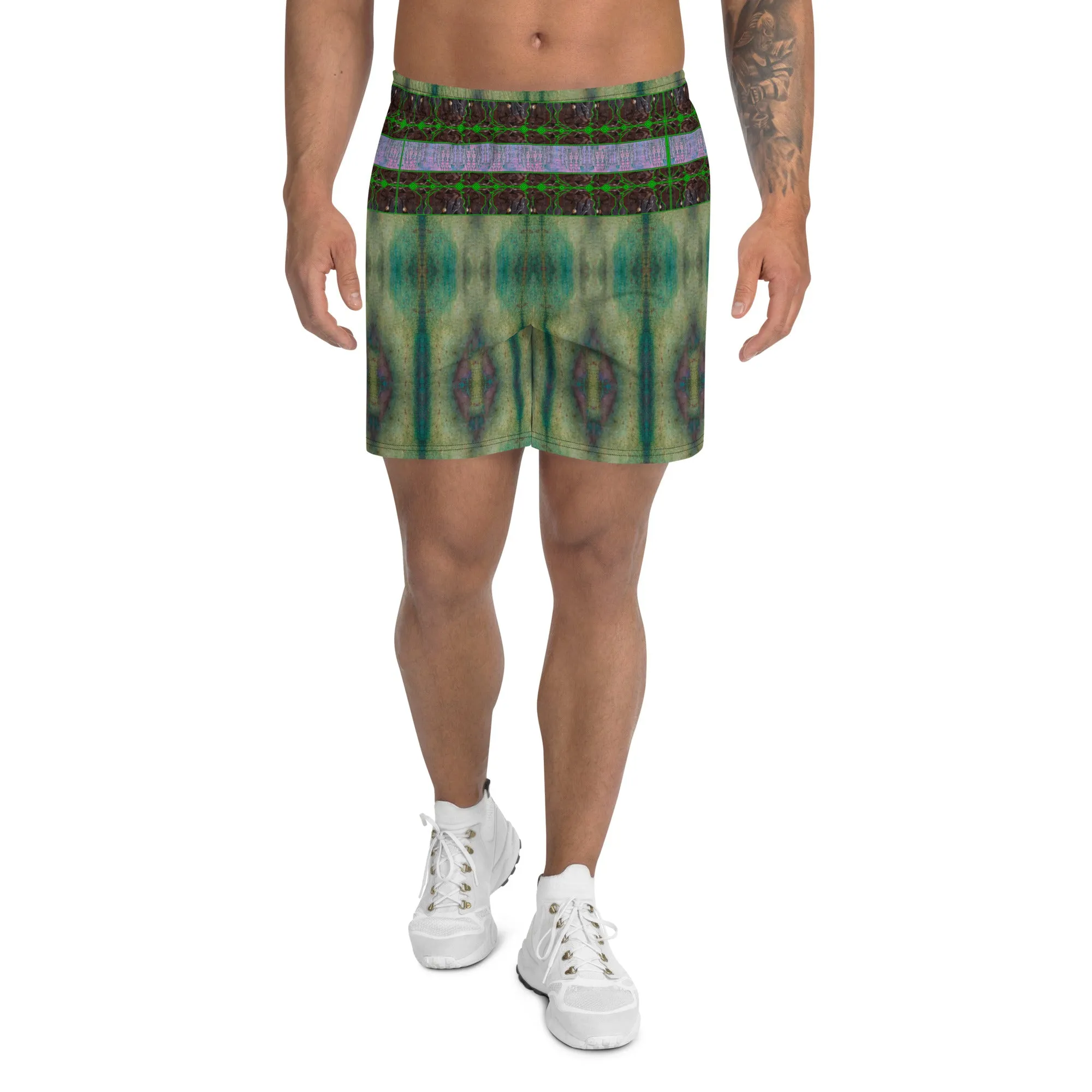 Athletic Long Shorts (Unisex)(Virilis/Muliebris)(Tree Link Stripe) RJSTH@Fabric#4 RJSTHS2021 RJS