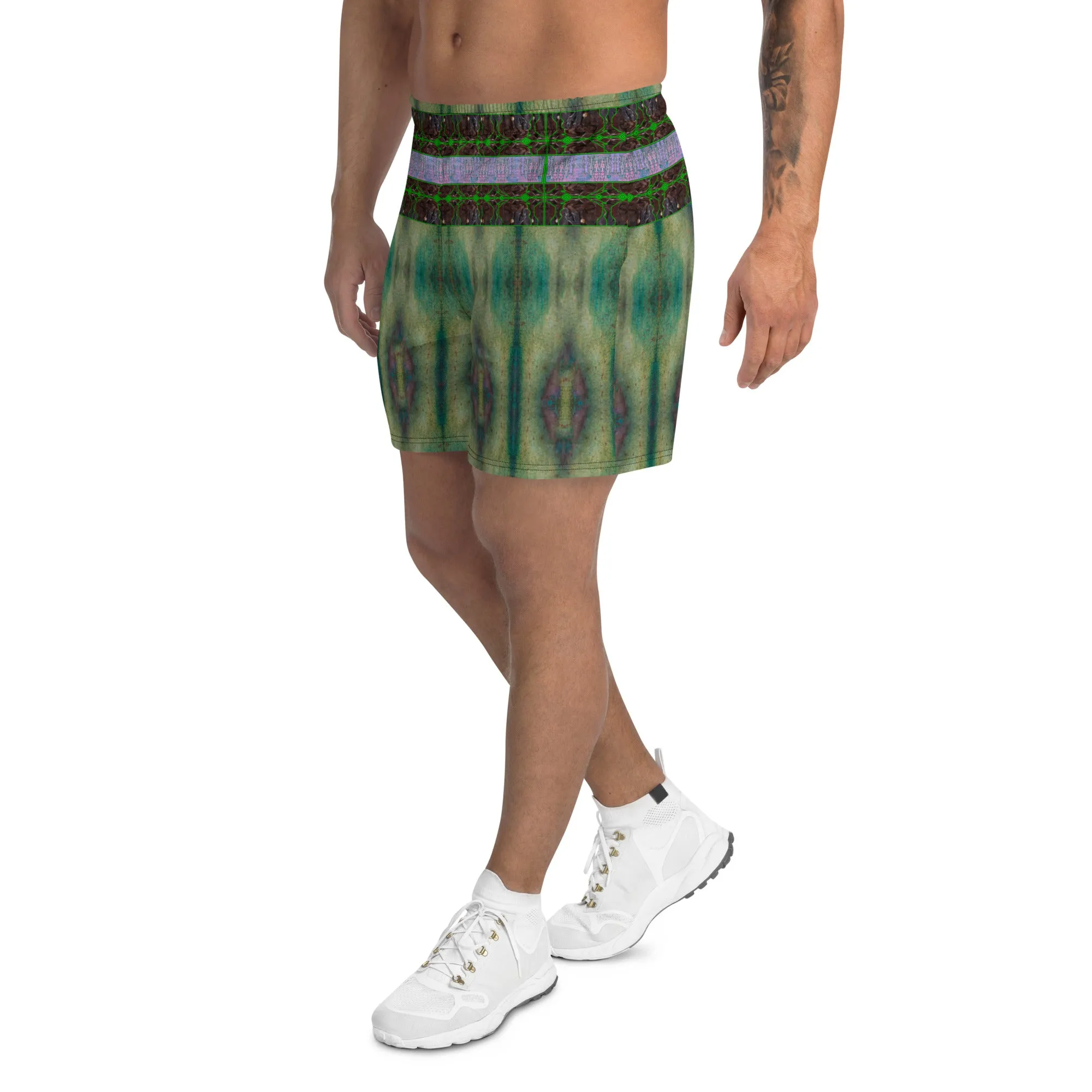 Athletic Long Shorts (Unisex)(Virilis/Muliebris)(Tree Link Stripe) RJSTH@Fabric#4 RJSTHS2021 RJS