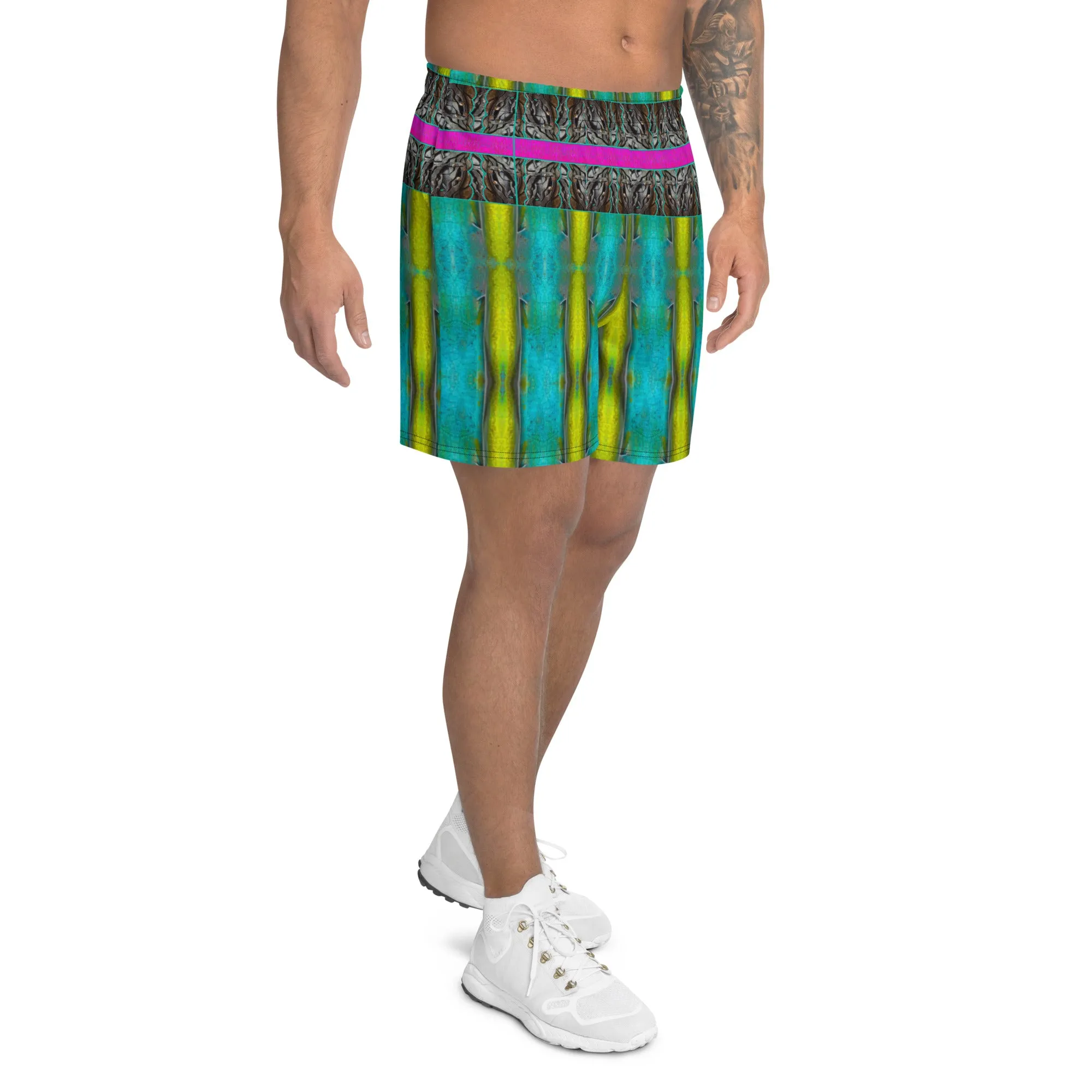 Athletic Long Shorts (Unisex)(Virilis/Muliebris)(Tree Link Stripe) RJSTH@Fabric#8 RJSTHS2021 RJS