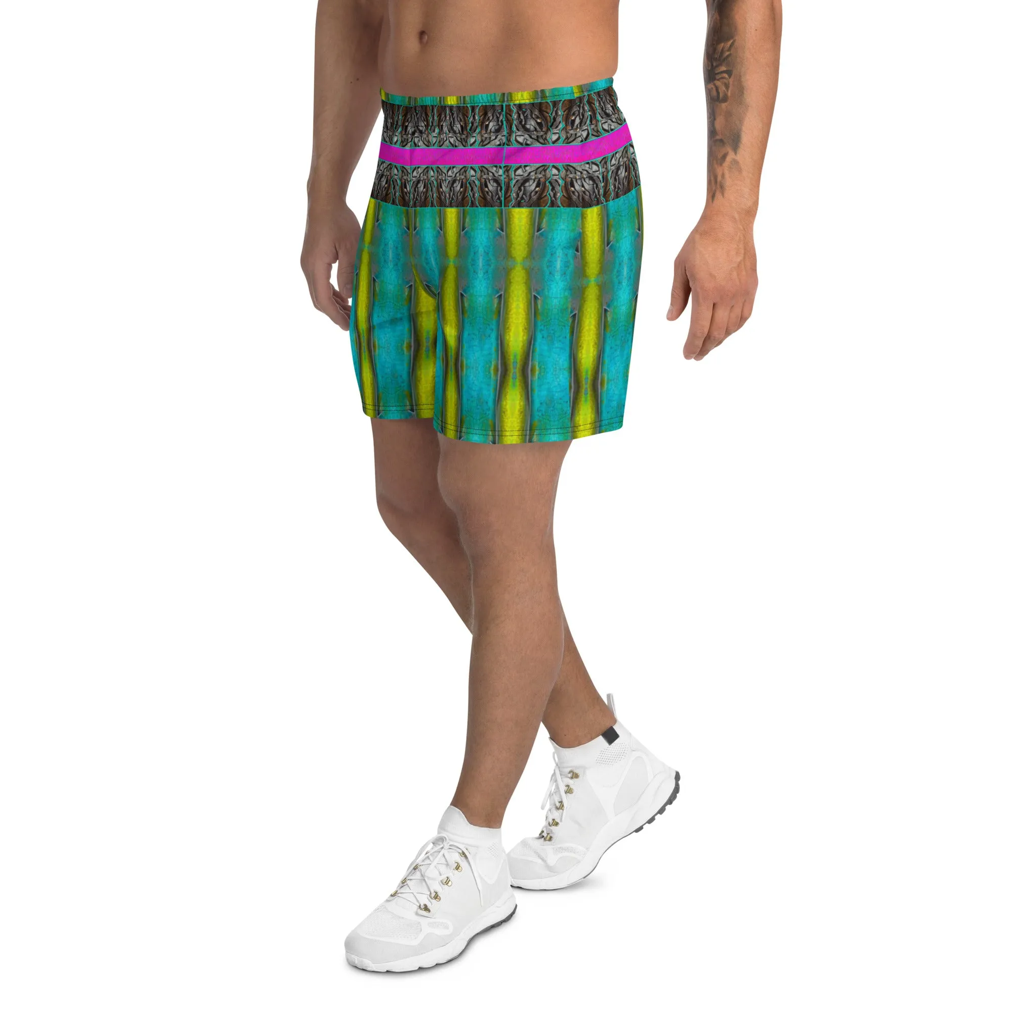 Athletic Long Shorts (Unisex)(Virilis/Muliebris)(Tree Link Stripe) RJSTH@Fabric#8 RJSTHS2021 RJS