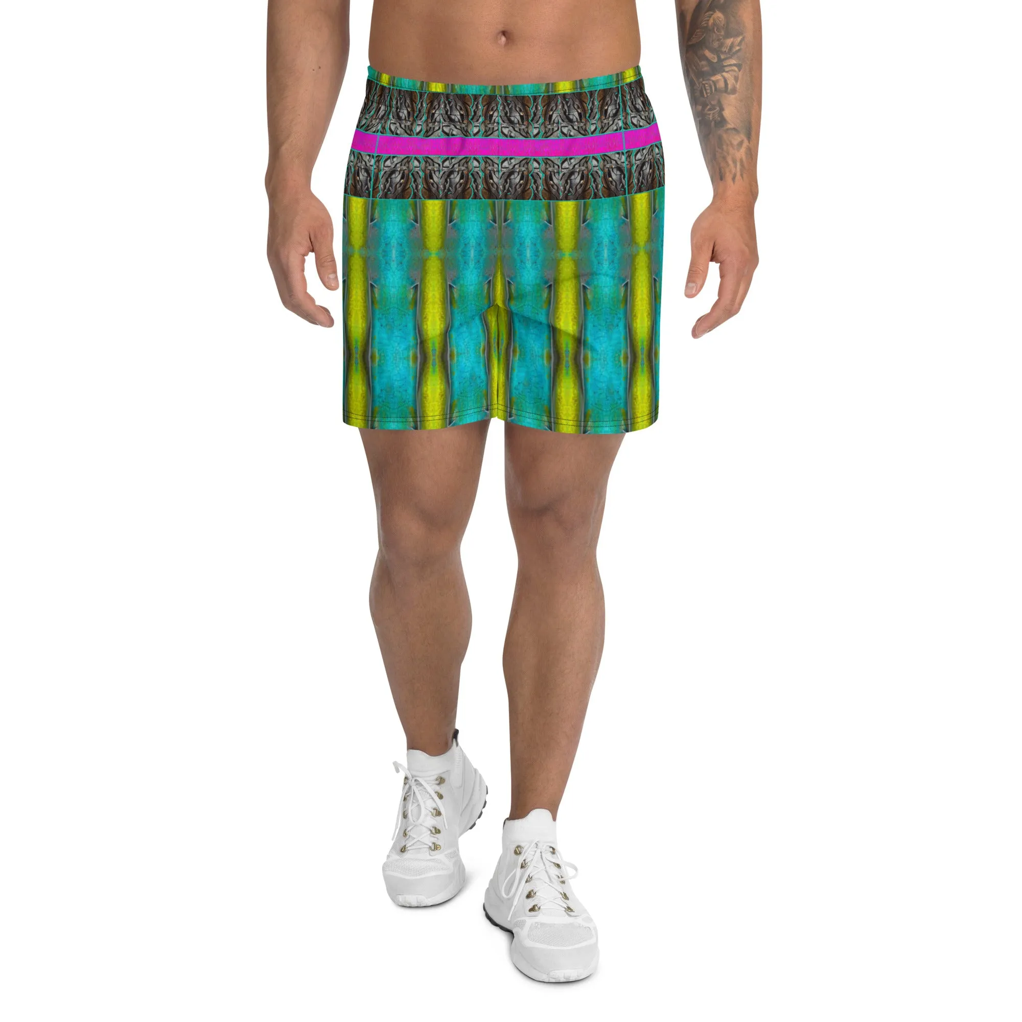 Athletic Long Shorts (Unisex)(Virilis/Muliebris)(Tree Link Stripe) RJSTH@Fabric#8 RJSTHS2021 RJS