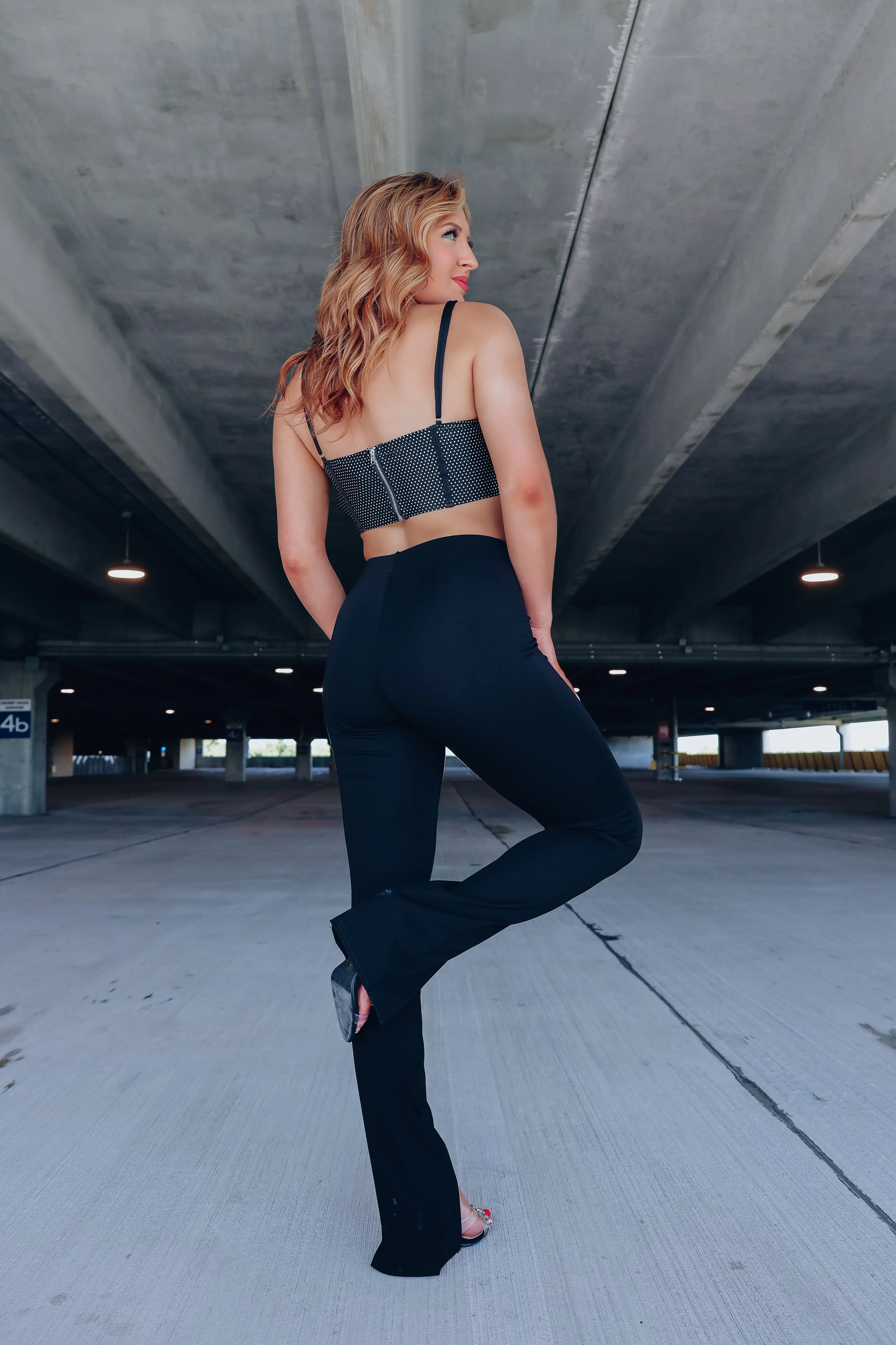Atticus Straight Leg Front Slit Pants - Black