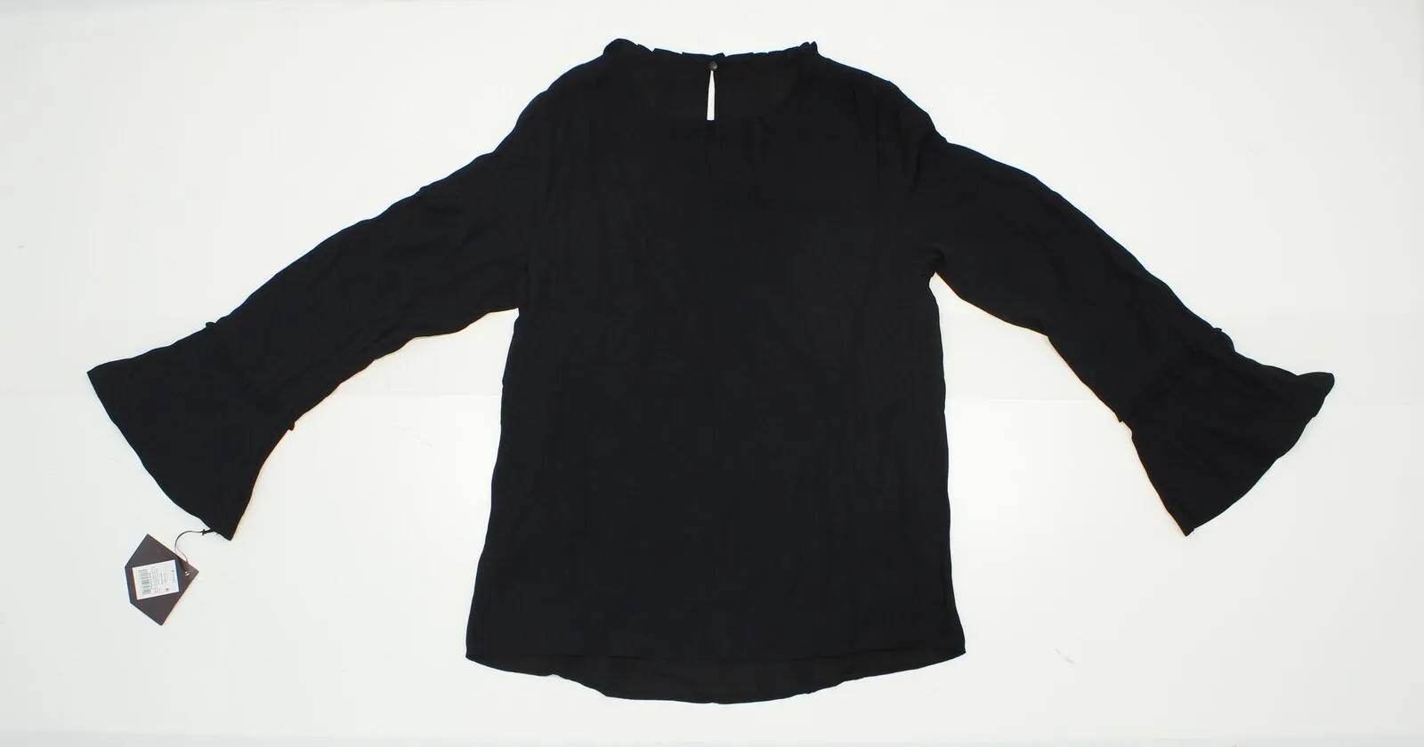 Ava & Viv Women's Plus Size Ruffle Trim Blouse Shirt Black X