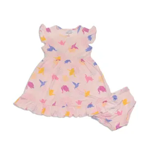 Bamboo Ruffle Dress w/Bloomer (Origami Print)