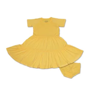 Bamboo Tiered Jersey Dress with Bloomer (Banana Cream)