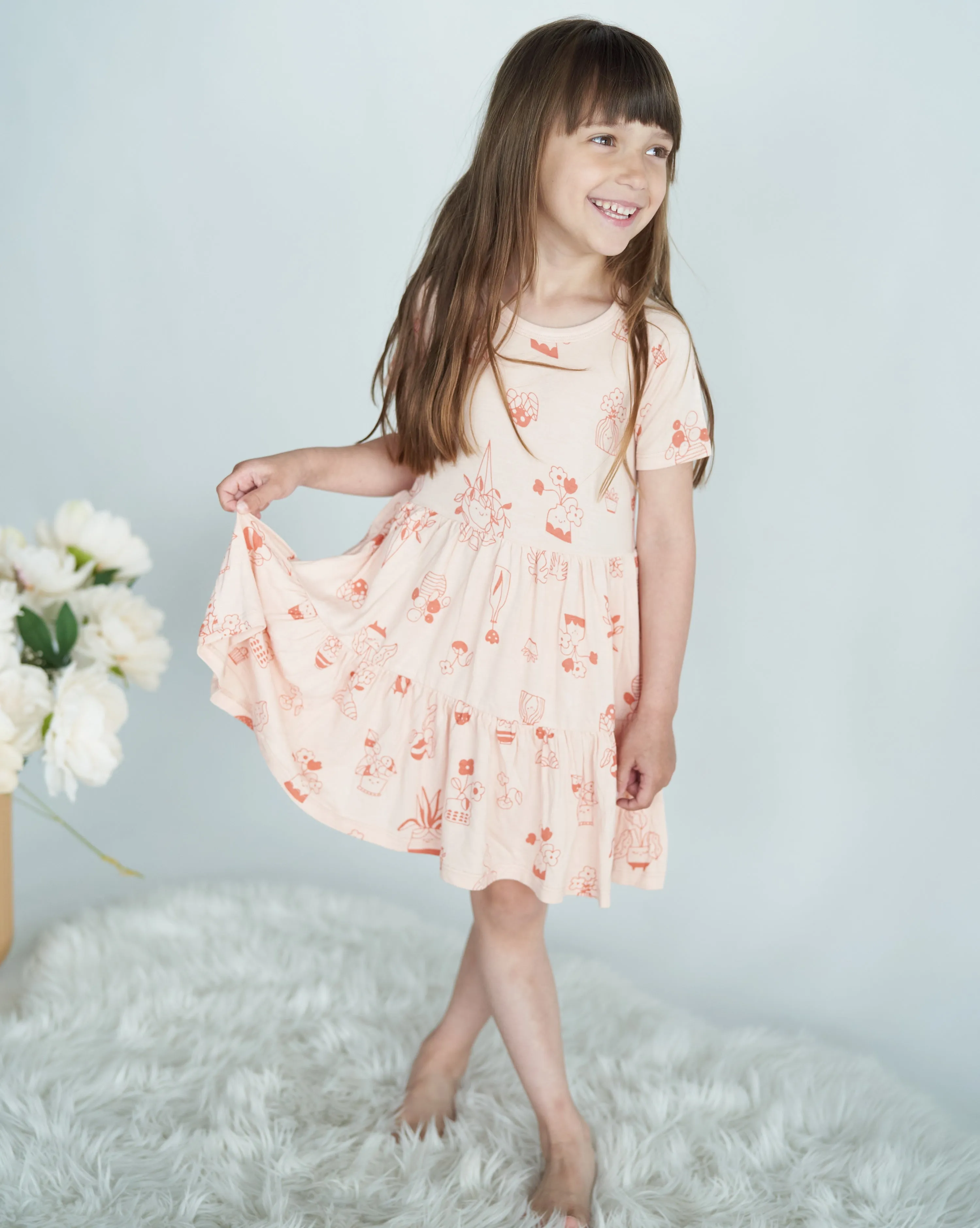 Bamboo Tiered Jersey Dress with Bloomer (Plantastic Print)