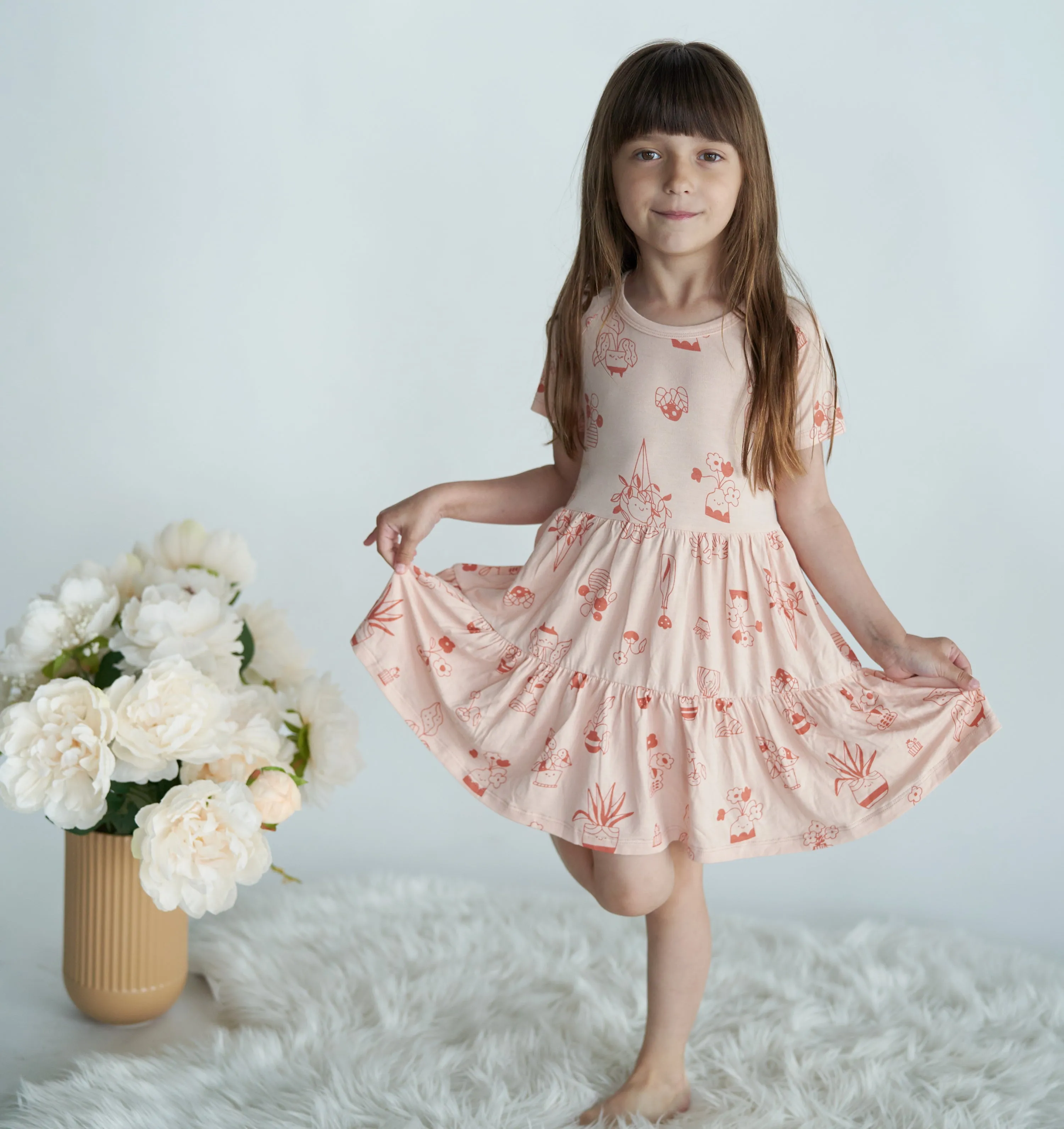 Bamboo Tiered Jersey Dress with Bloomer (Plantastic Print)