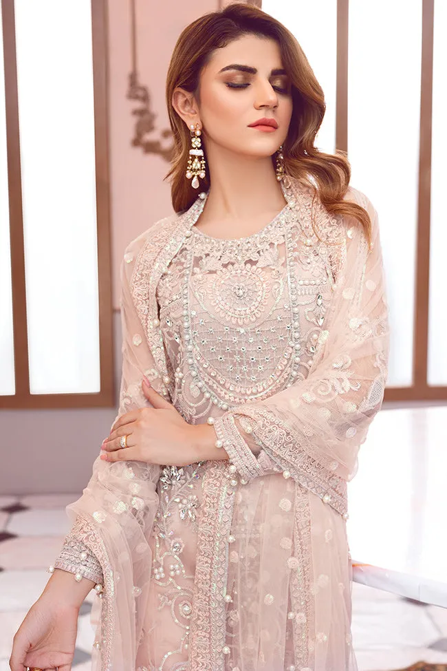 Beautiful designer Asian net embroidered dress in pink color # P2332