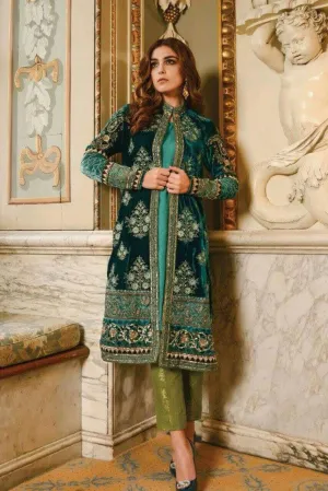 Beautiful dress by Maria b in dark bottle green color Model#C 1116