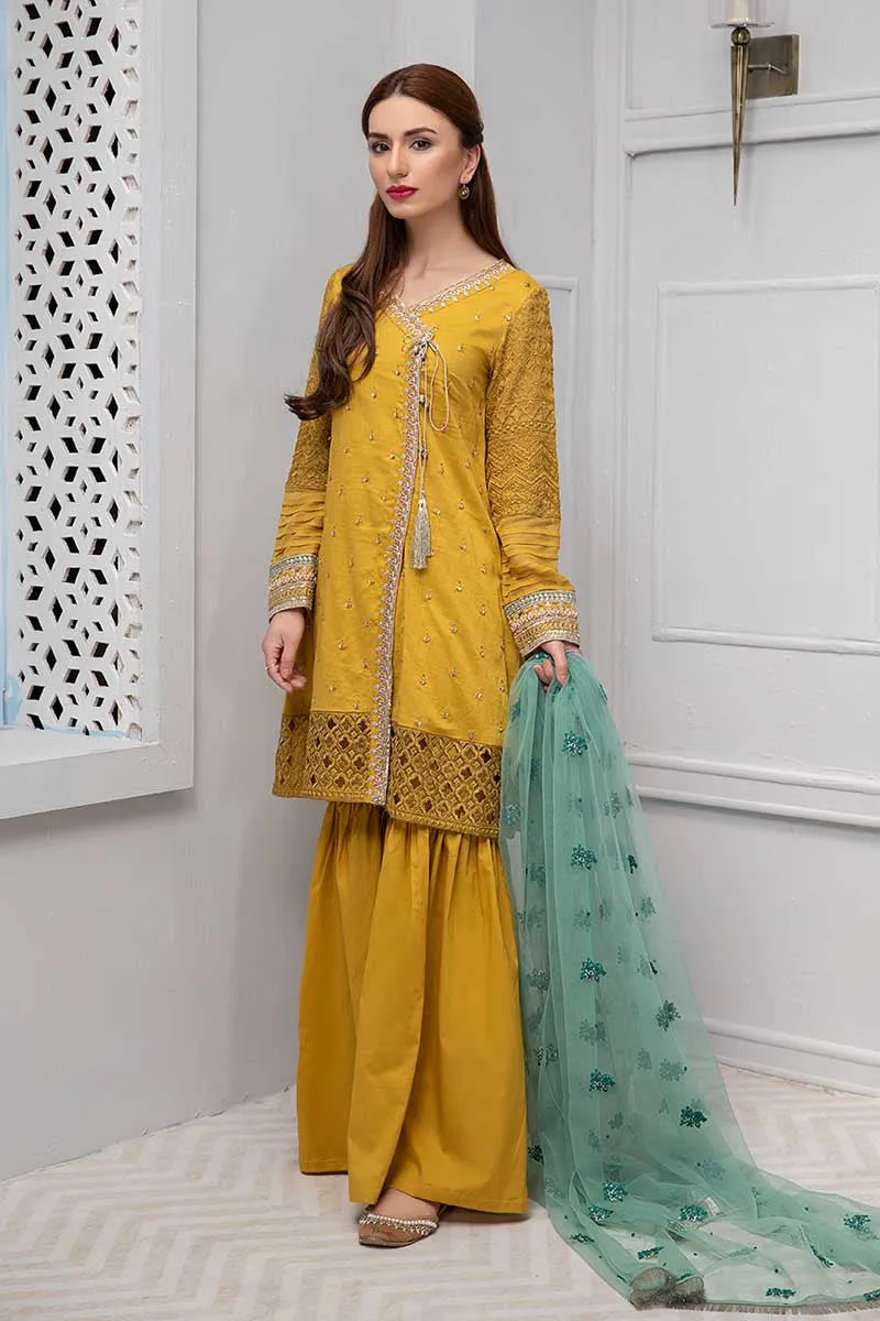 Beautiful Pakistani Eid dress in lavish mustard # P2226