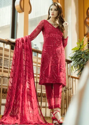Beautiful thread and sequins embroidered dress in red color # P2300
