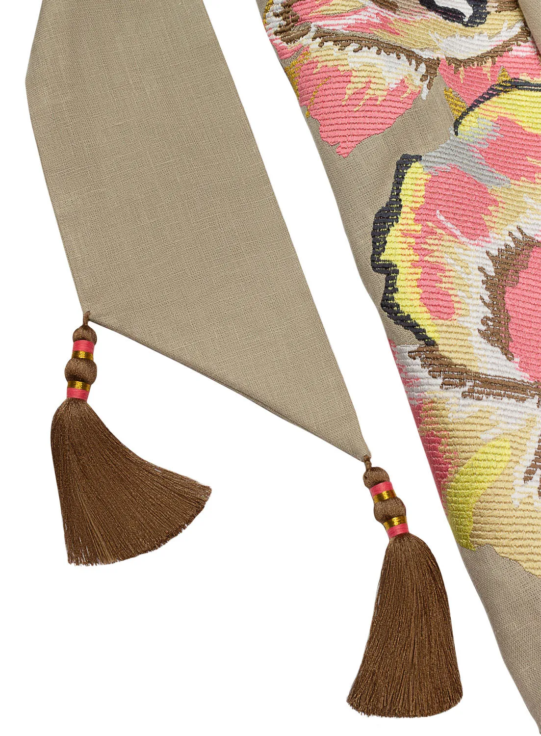 Beige Embroidered Linen Dress