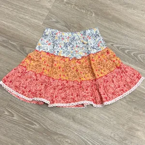 Bela & Nuni Multi Floral Tiered Lace Trim Skirt