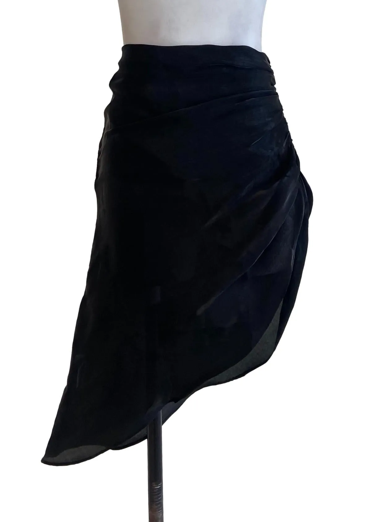 Black Asymmetric Satin Skirt LB
