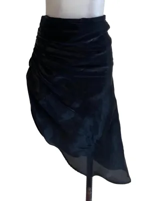 Black Asymmetric Satin Skirt LB