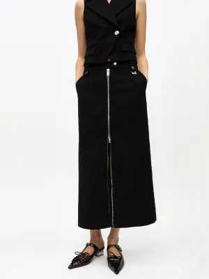 Black Bonded Crepe Skirt