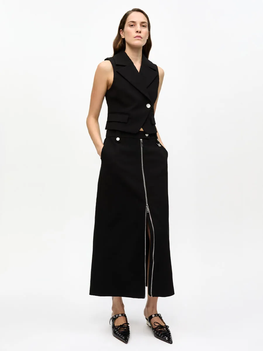 Black Bonded Crepe Skirt