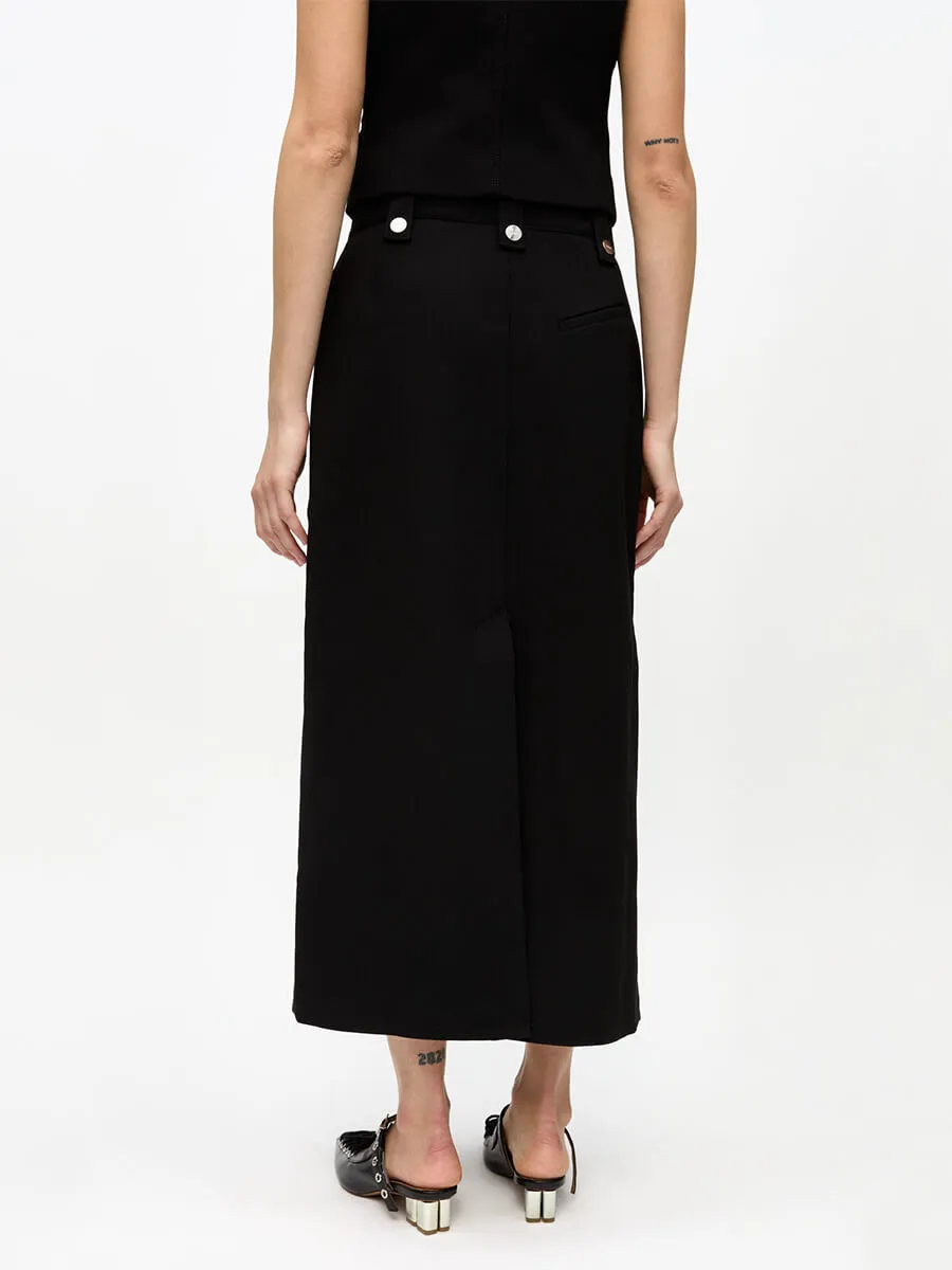 Black Bonded Crepe Skirt