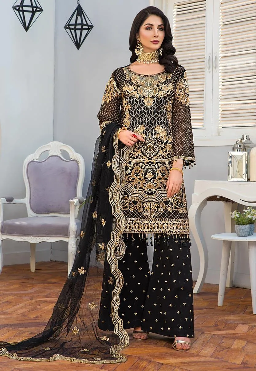Black Chiffon Party Wear #M0116