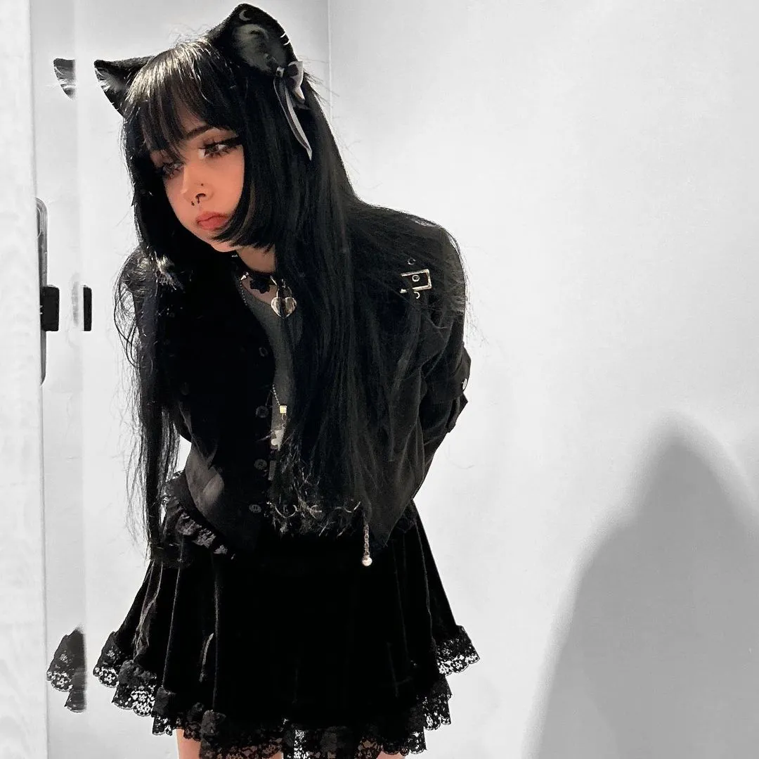 Black Lace Embroidered Skirt ER5718