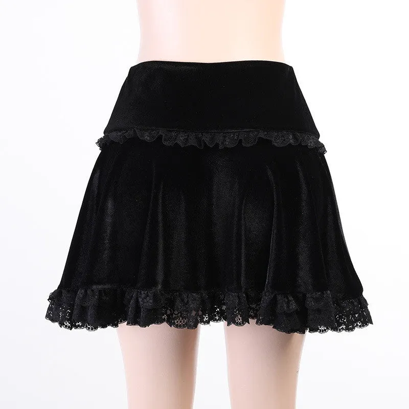 Black Lace Embroidered Skirt ER5718