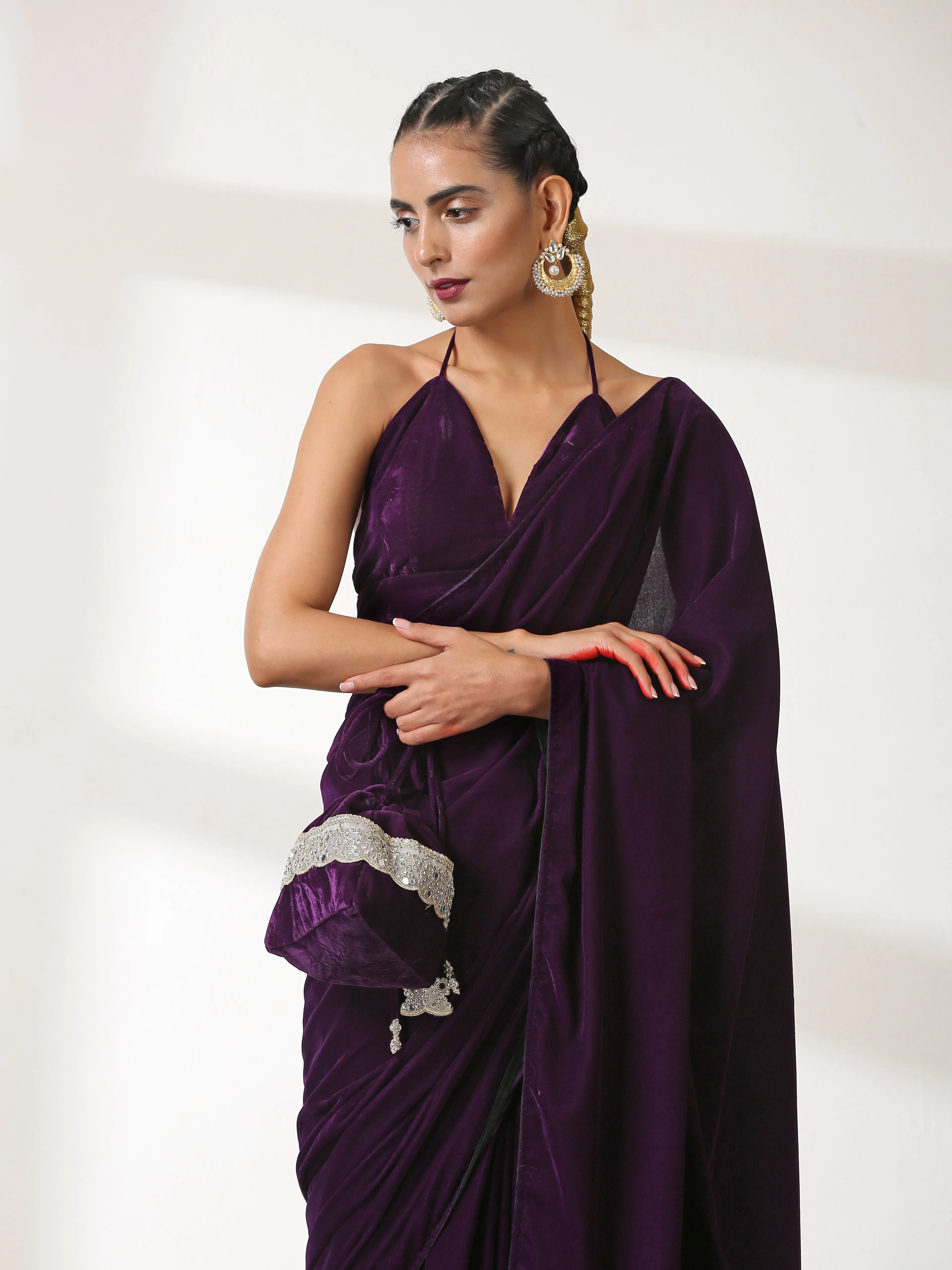 Blouse - Plush Velvet Leaf Halter
