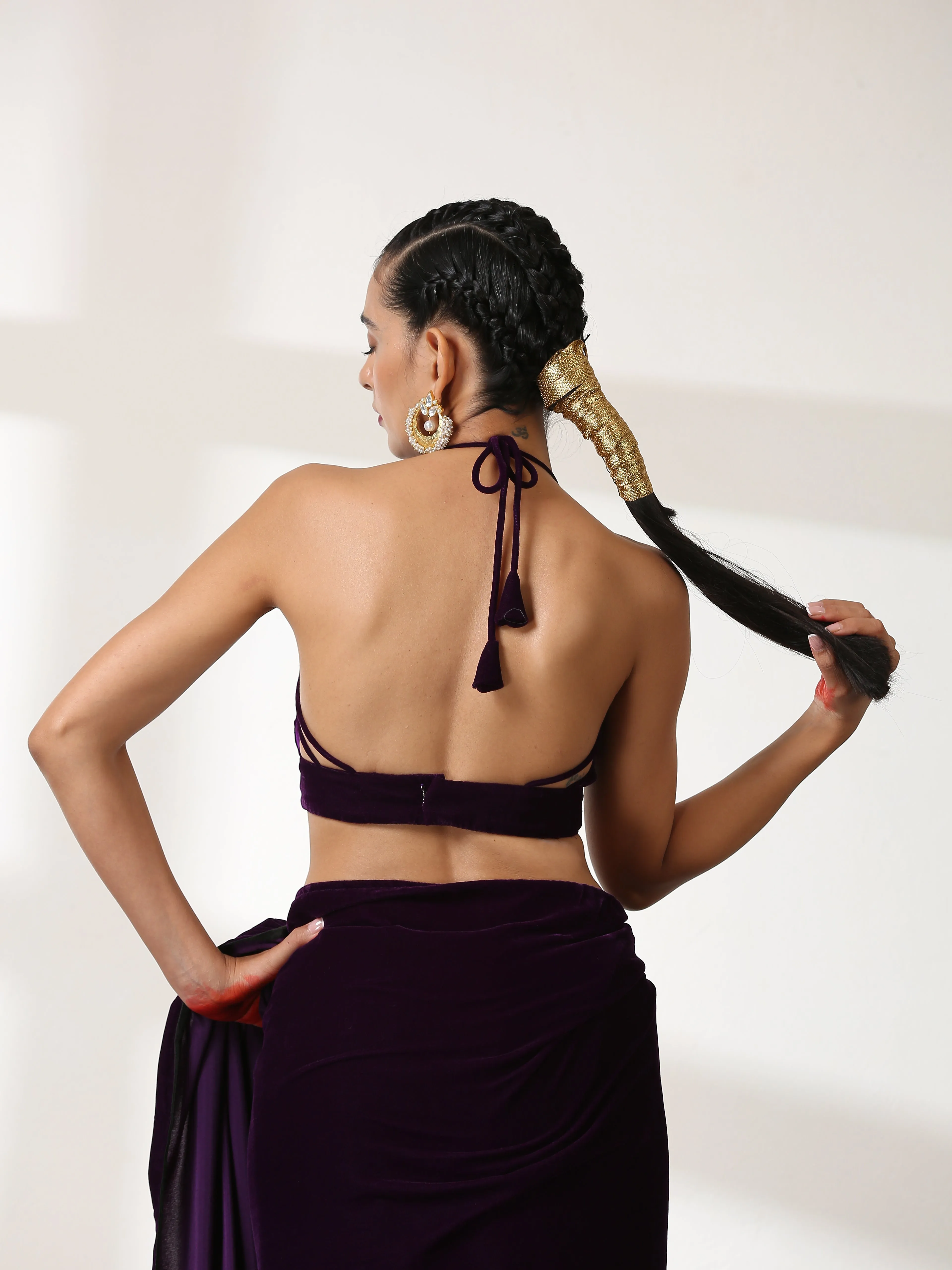Blouse - Plush Velvet Leaf Halter