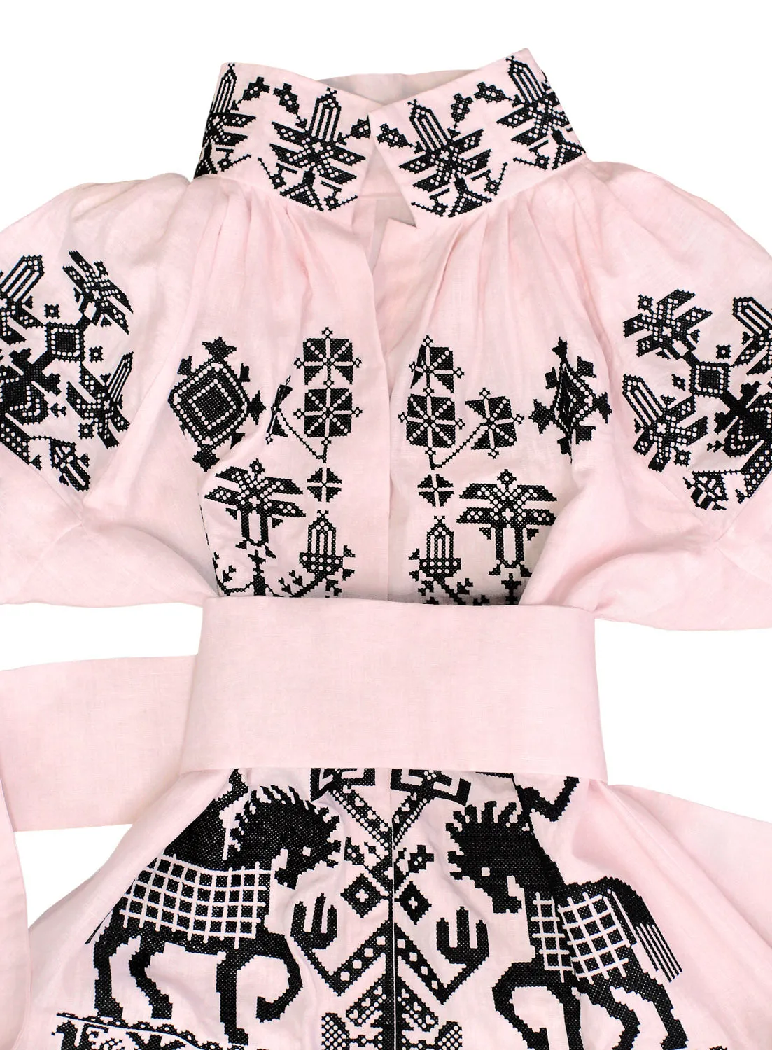 Boho style kaftan with embroidered horses