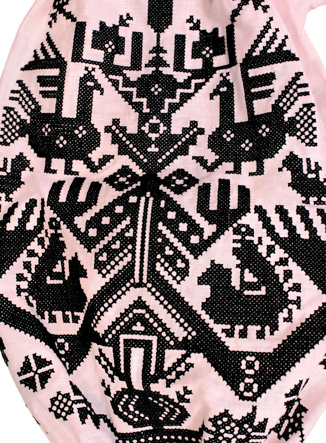 Boho style kaftan with embroidered horses