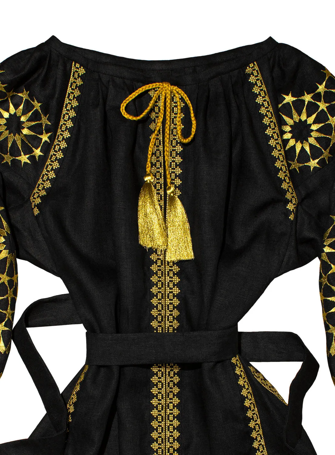 Boho style Kaftan with golden embroidery