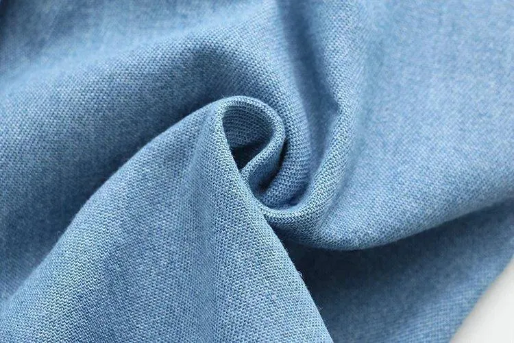 Bow Tied Elastic Waist Denim Skirt