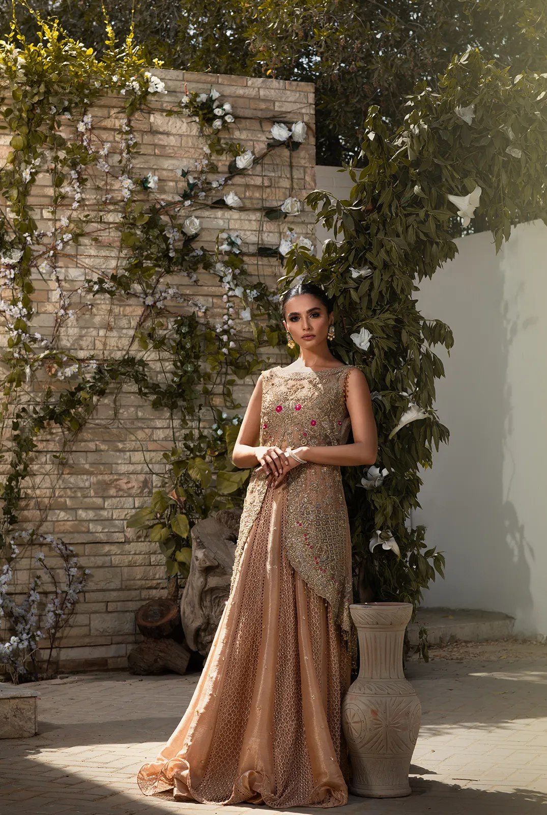 Bridal Open Shirt with Panelled Lehnga #Y6132