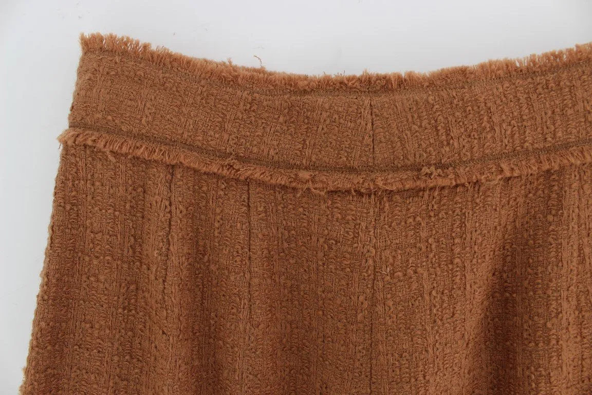 Brown Wool Stretch High Waist Pants